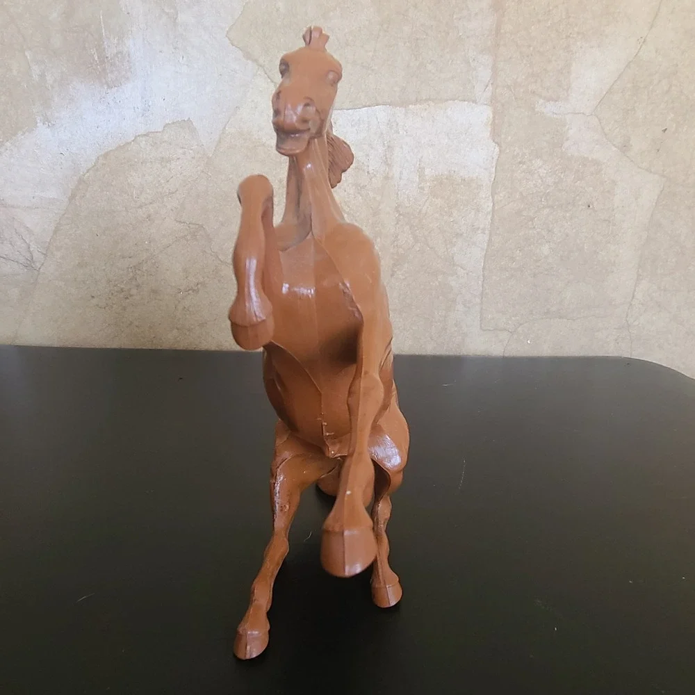 Vintage Hartland‎ Rearing Horse Figurine Faux Wood Grain Brown Equestrian Decor